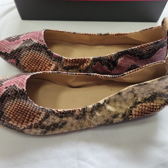 Vince Camuto Sandy Sparkle Snake Flats Shoes Size 10M Natural Desert Multi Pink - Picture 4 of 7